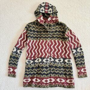 Abercrombie & Fitch Sweater Womens Small Hooded Boho Aztec Wool Blend Pockets